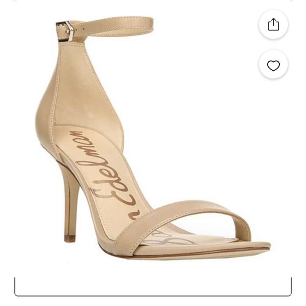 Sam Edelman Patti Ankle Strap Patent Leather Beige Heels Sandals